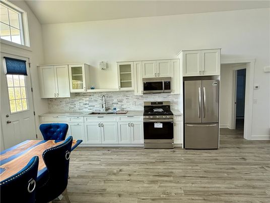 Interior, Kitchen, Stainless Steel Appliances, Wood Texture Flooring