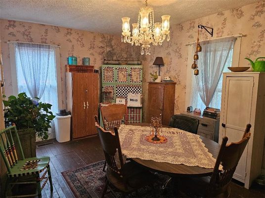 Chandelier, Dining room, Interior, Wood Texture Flooring