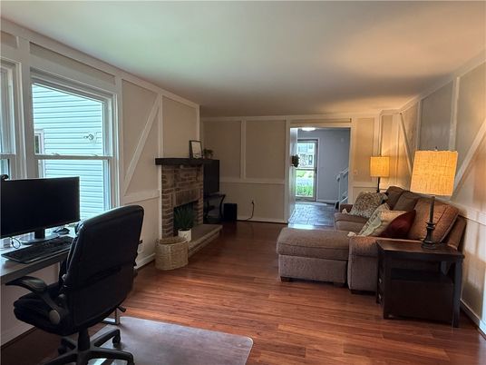 Fireplace, Home Office, Interior, Wood Texture Flooring