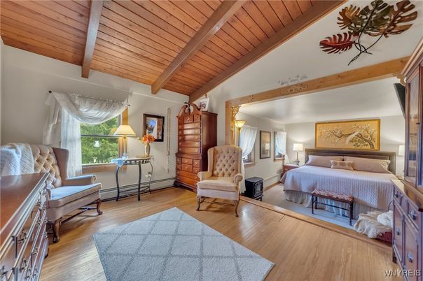 Bedroom, Interior, Wooden Beams, Wooden Ceilings, Wood Texture Flooring