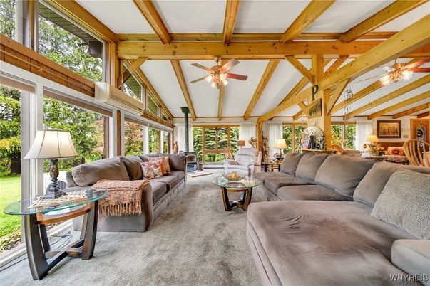 Interior, Living room, Sun Room, Wooden Beams