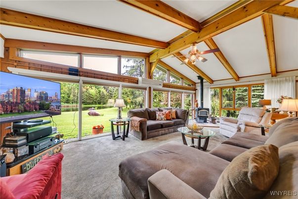 Interior, Living room, Sun Room, Wooden Beams