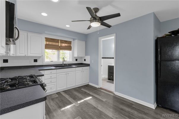 Interior, Kitchen, Recessed Lighting, Wood Texture Flooring