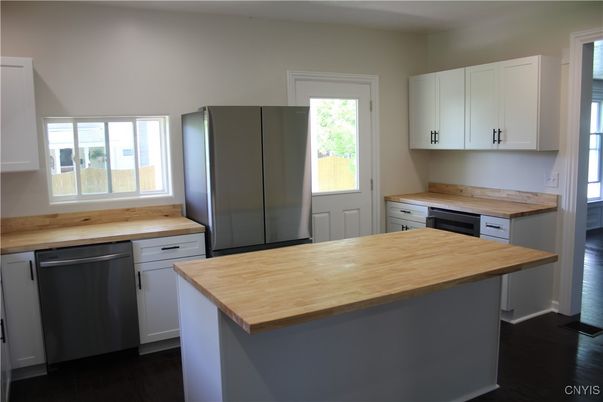 Interior, Kitchen, Stainless Steel Appliances, Wood Texture Flooring