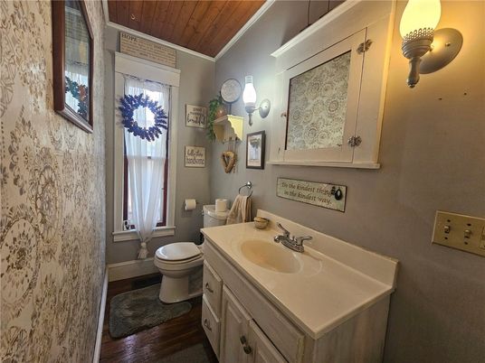 Bathroom, Interior, Wooden Ceilings, Wood Texture Flooring