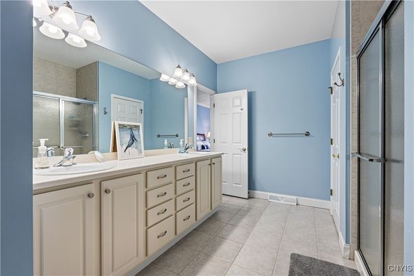 Bathroom, Dual Sink Vanities, Glass Shower, Interior