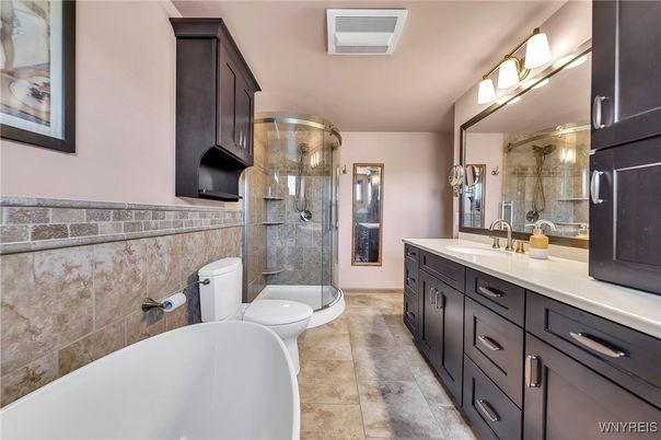 Bathroom, Dual Sink Vanities, Free Standing Baths, Glass Shower, Interior