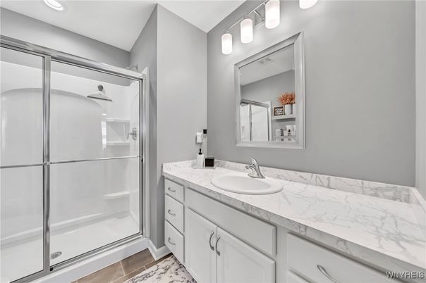 Bathroom, Glass Shower, Interior, Recessed Lighting