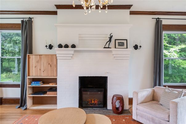 Chandelier, Fireplace, Interior, Wood Texture Flooring