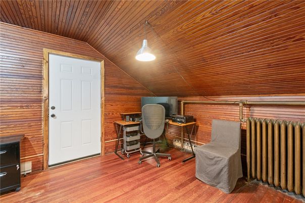 Home Office, Interior, Pendant Lights, Wooden Ceilings, Wood Texture Flooring, Wooden Walls
