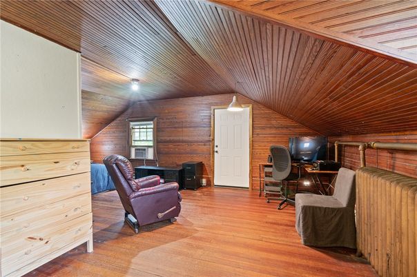 Home Office, Interior, Stone Walls, Wooden Ceilings, Wood Texture Flooring, Wooden Walls