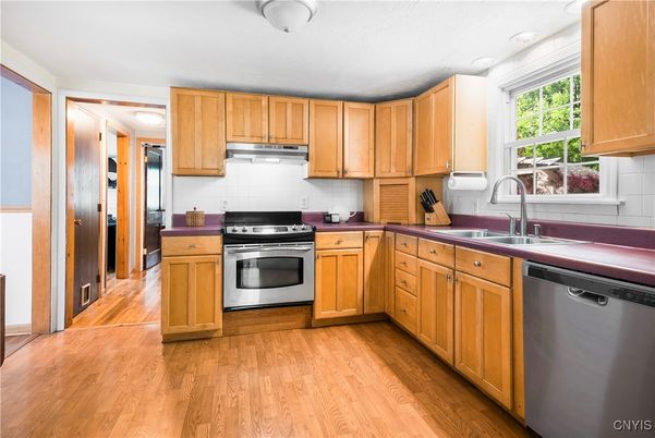 Interior, Kitchen, Stainless Steel Appliances, Wood Texture Flooring