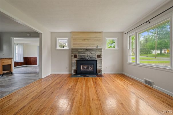 Empty room, Fireplace, Interior, Wood Texture Flooring