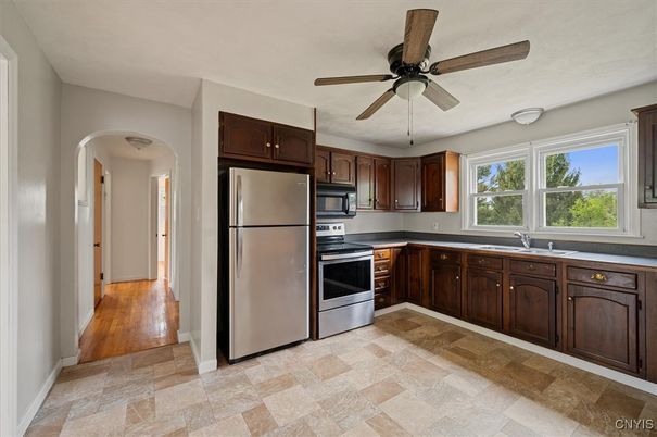 Interior, Kitchen, Stainless Steel Appliances, Wood Texture Flooring