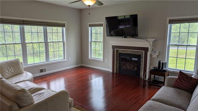 Fireplace, Interior, Living room, Wood Texture Flooring