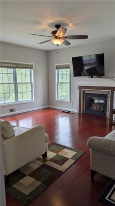 Fireplace, Interior, Wood Texture Flooring
