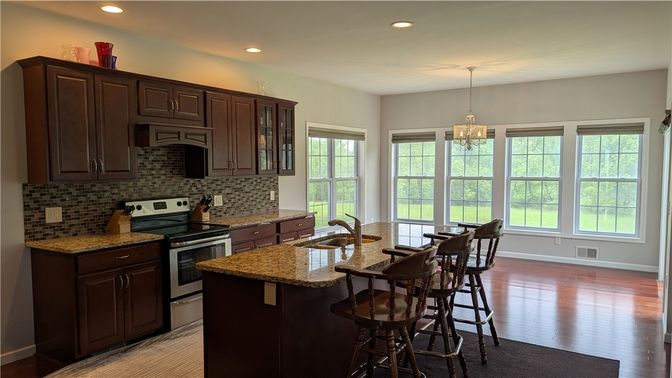 Interior, Kitchen, Pendant Lights, Recessed Lighting, Wood Texture Flooring