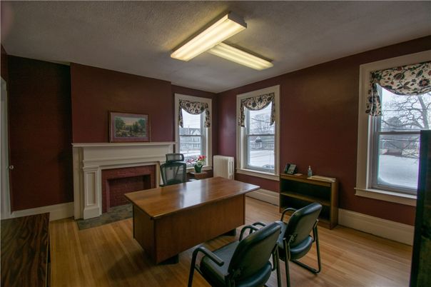 Fireplace, Home Office, Interior, Wood Texture Flooring