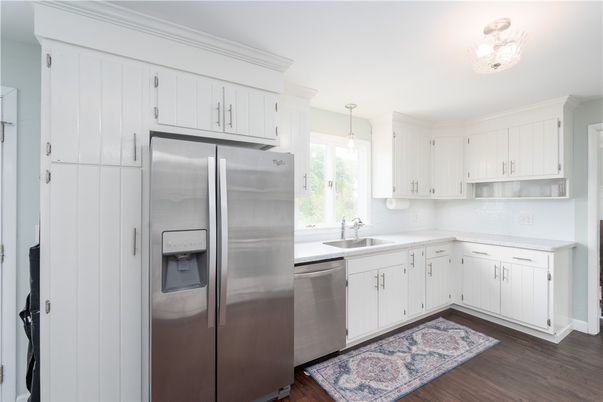 Interior, Kitchen, Pendant Lights, Stainless Steel Appliances, Wood Texture Flooring