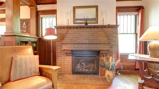 Fireplace, Interior, Stone Walls, Wood Texture Flooring