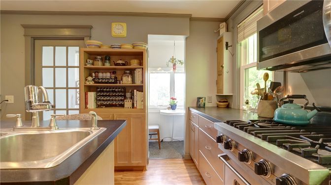 Interior, Kitchen, Stainless Steel Appliances, Wood Texture Flooring