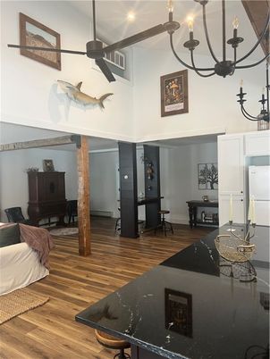 Chandelier, Interior, Wood Texture Flooring