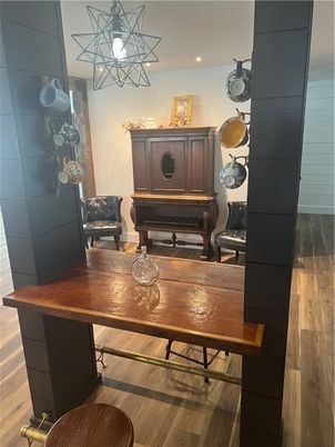 Home Office, Interior, Piano, Recessed Lighting, Wood Texture Flooring