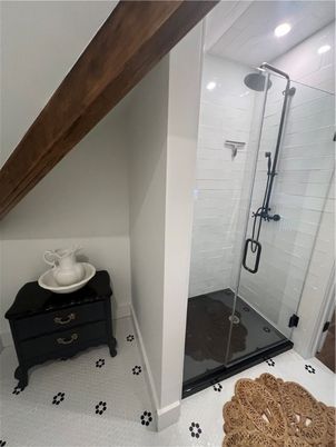 Bathroom, Glass Shower, Interior, Recessed Lighting