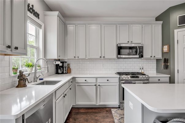 Interior, Kitchen, Stainless Steel Appliances, Wood Texture Flooring