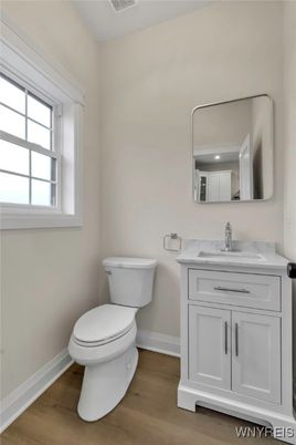 Bathroom, Interior, Recessed Lighting, Wood Texture Flooring