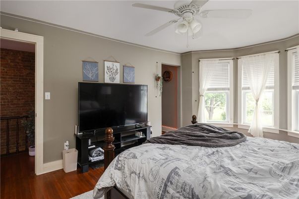 Bedroom, Interior, Stone Walls, Wood Texture Flooring