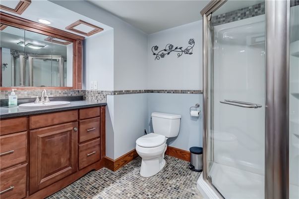Bathroom, Glass Shower, Interior, Recessed Lighting