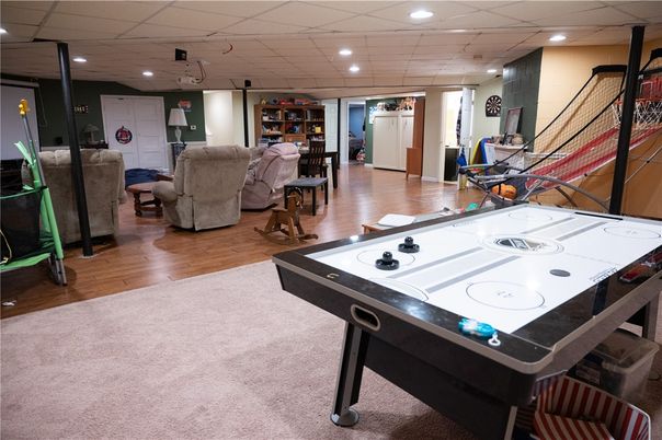 Game Room, Interior, Recessed Lighting, Wood Texture Flooring