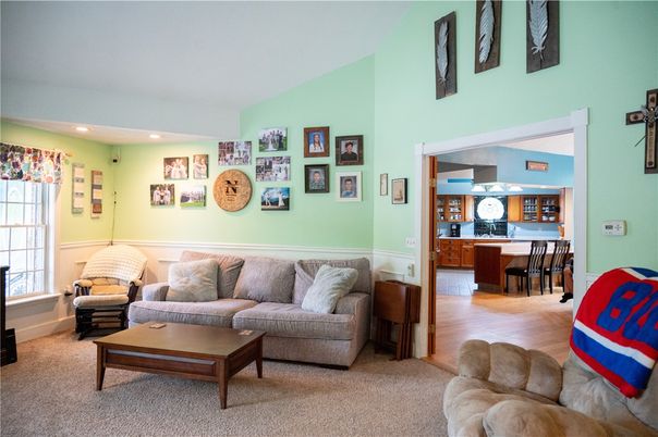 Dining room, Interior, Living room, Recessed Lighting, Wood Texture Flooring