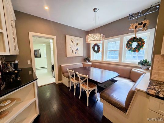 Chandelier, Dining room, Interior, Pendant Lights, Recessed Lighting, Wood Texture Flooring