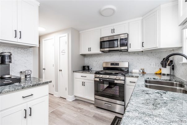 Interior, Kitchen, Stainless Steel Appliances, Wood Texture Flooring