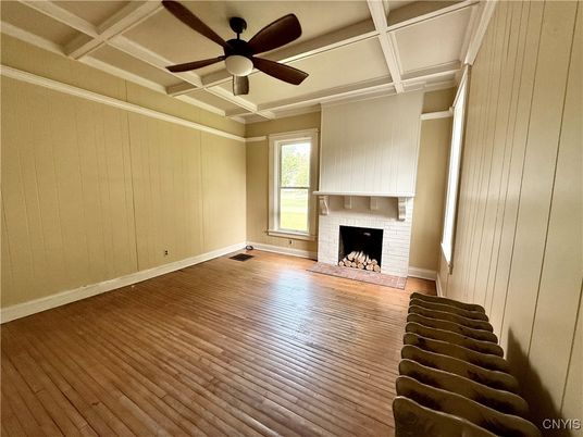 Empty room, Fireplace, Interior, Wood Texture Flooring