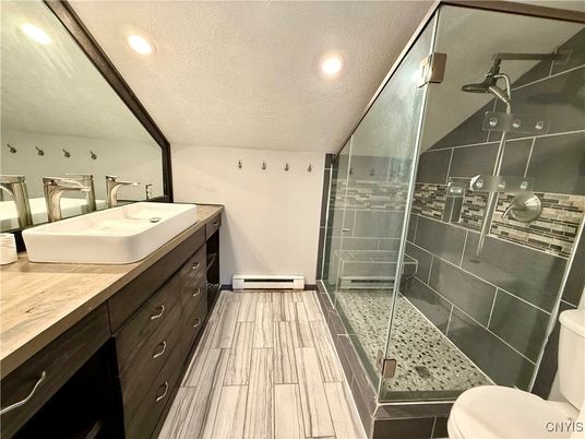 Bathroom, Dual Sink Vanities, Glass Shower, Interior, Recessed Lighting