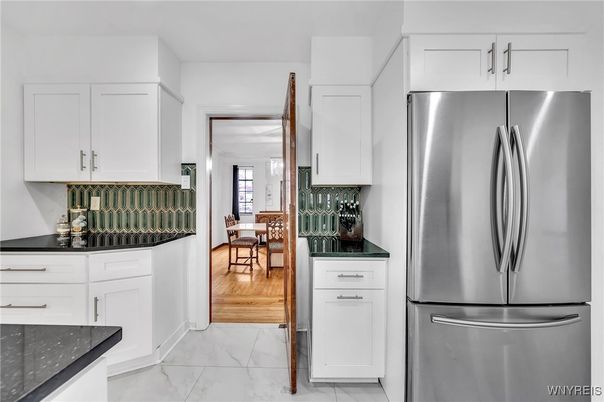Dining room, Interior, Kitchen, Marble, Stainless Steel Appliances, Wood Texture Flooring
