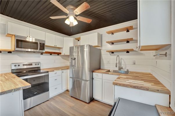 Interior, Kitchen, Stainless Steel Appliances, Wood Texture Flooring