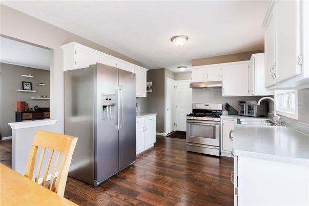 Interior, Kitchen, Stainless Steel Appliances, Wood Texture Flooring