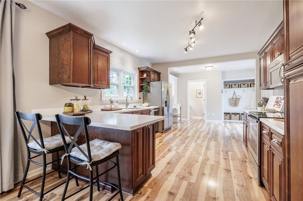 Interior, Kitchen, Recessed Lighting, Wood Texture Flooring