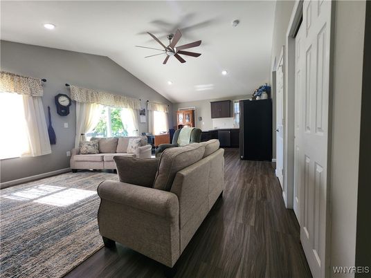 Interior, Kitchen, Living room, Recessed Lighting, Wood Texture Flooring