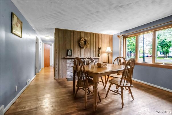 Dining room, Interior, Wood Texture Flooring, Wooden Walls