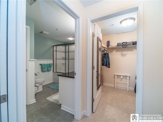 Bathroom, Glass Shower, Interior, Recessed Lighting, Walk-in Closets
