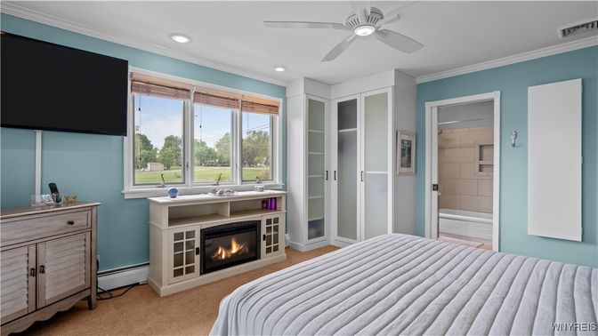 Bedroom, Fireplace, Interior, Recessed Lighting