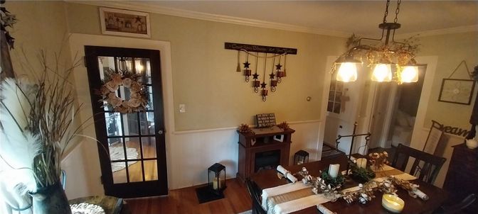 Chandelier, Dining room, Interior, Wood Texture Flooring