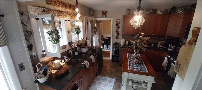Interior, Kitchen, Pendant Lights, Wood Texture Flooring