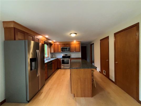 Interior, Kitchen, Stainless Steel Appliances, Wood Texture Flooring