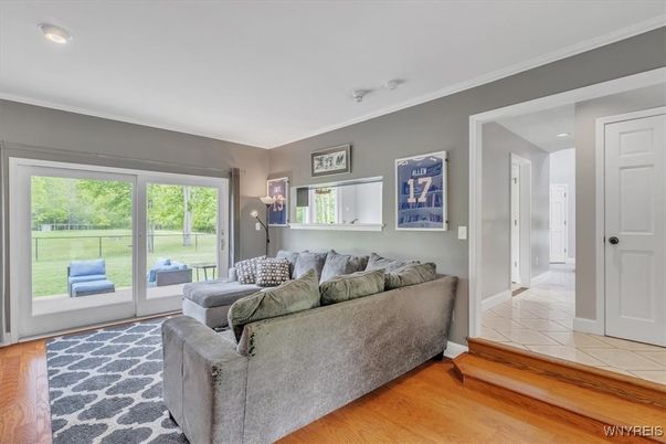 Interior, Living room, Recessed Lighting, Wood Texture Flooring